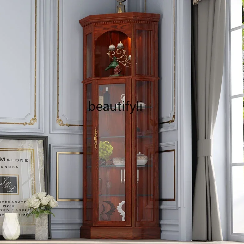 yj5Solid Wood Corner Cabinet Polygon Corner Wine Cabinet American Living Room Display Cabinet Made of Glass Dining Room 
yj5Solid Wood Corner Cabinet Polygon Corner Wine Cabinet American Living Room Display Cabinet Made of Glass Dining Room