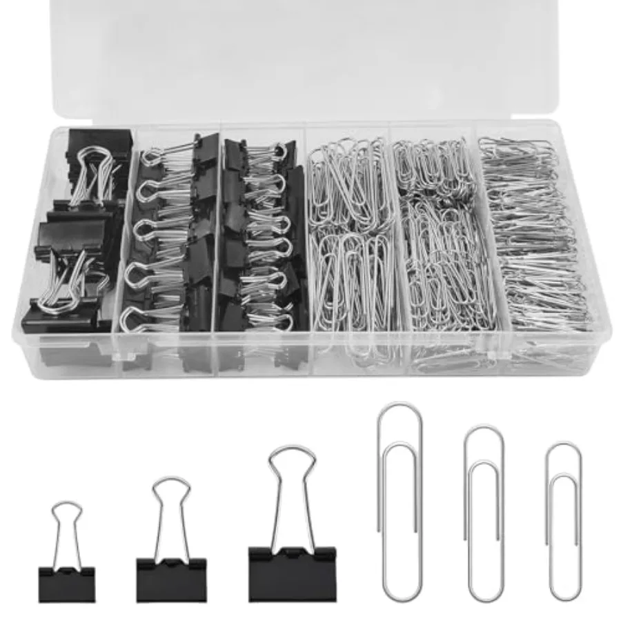 350 Pcs Paper Clips and Binder Clips, Office Clips Set, Large Binder Clips, Assorted Sizes Set, Metal Office Clips, Paper Clamp
350 Pcs Paper Clips and Binder Clips, Office Clips Set, Large Binder Clips, Assorted Sizes Set, Metal Office Clips, Paper Clamp