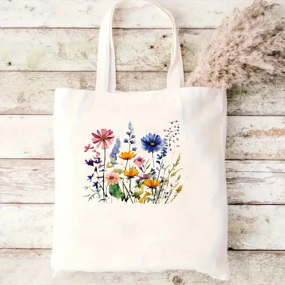 Aesthetic Wildflower Canvas Tote Bag Watercolor Floral Printed Shoulder Handbag Large Capacity Casual Eco Reusable Shopper Bags
Aesthetic Wildflower Canvas Tote Bag Watercolor Floral Printed Shoulder Handbag Large Capacity Casual Eco Reusable Shopper Bags