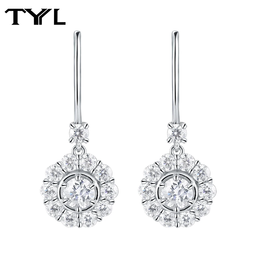 TYYL D VVS1 Moissanite Dangle Earrings for Women 925 Sterling Silver Sunflower Halo Hook Earring Elegant Wedding Bridal Jewelry
TYYL D VVS1 Moissanite Dangle Earrings for Women 925 Sterling Silver Sunflower Halo Hook Earring Elegant Wedding Bridal Jewelry