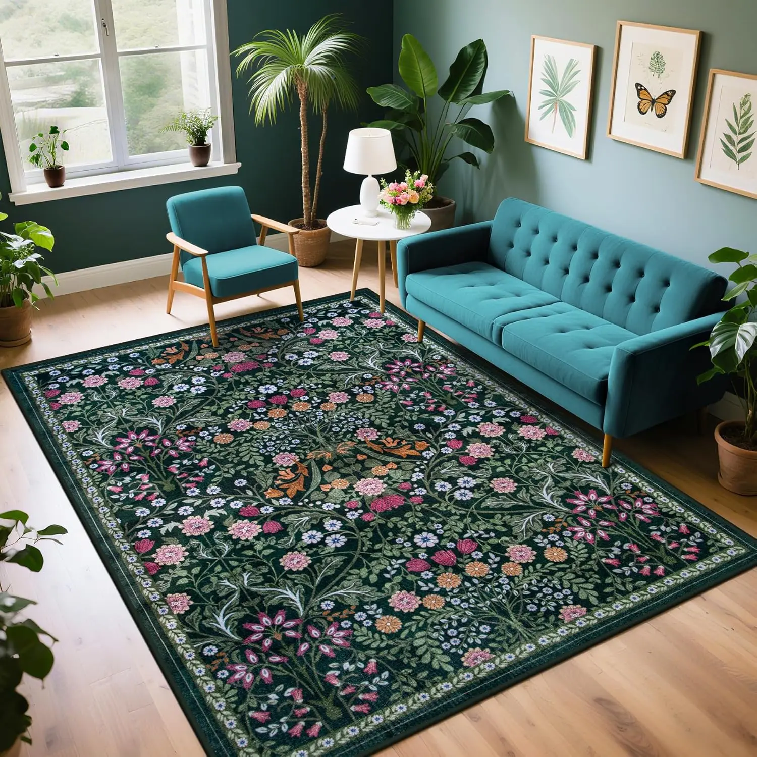 6x9 Washable Floral Area Rug, Vintage Non-Slip Carpet for Living Room, Bedroom, Dining Room, Dark Green
6x9 Washable Floral Area Rug, Vintage Non-Slip Carpet for Living Room, Bedroom, Dining Room, Dark Green