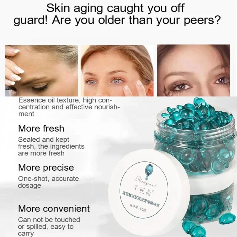 50PCS Blue Copper Peptide Capsule Face Serum Firms Tightens Night Moisturizing Plumping and Radiant Skin Care Rejuvenation
50PCS Blue Copper Peptide Capsule Face Serum Firms Tightens Night Moisturizing Plumping and Radiant Skin Care Rejuvenation