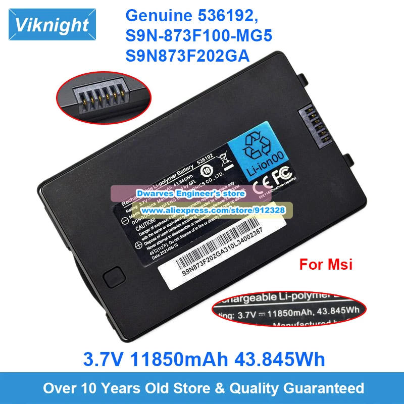 Genuine 536192 S9N-873F100-MG5 Laptop Battery 3.7V 11850mAh 43.845Wh For Msi NB31 Rugged Tablet NB32 8 Inch Rugged Tablet
Genuine 536192 S9N-873F100-MG5 Laptop Battery 3.7V 11850mAh 43.845Wh For Msi NB31 Rugged Tablet NB32 8 Inch Rugged Tablet