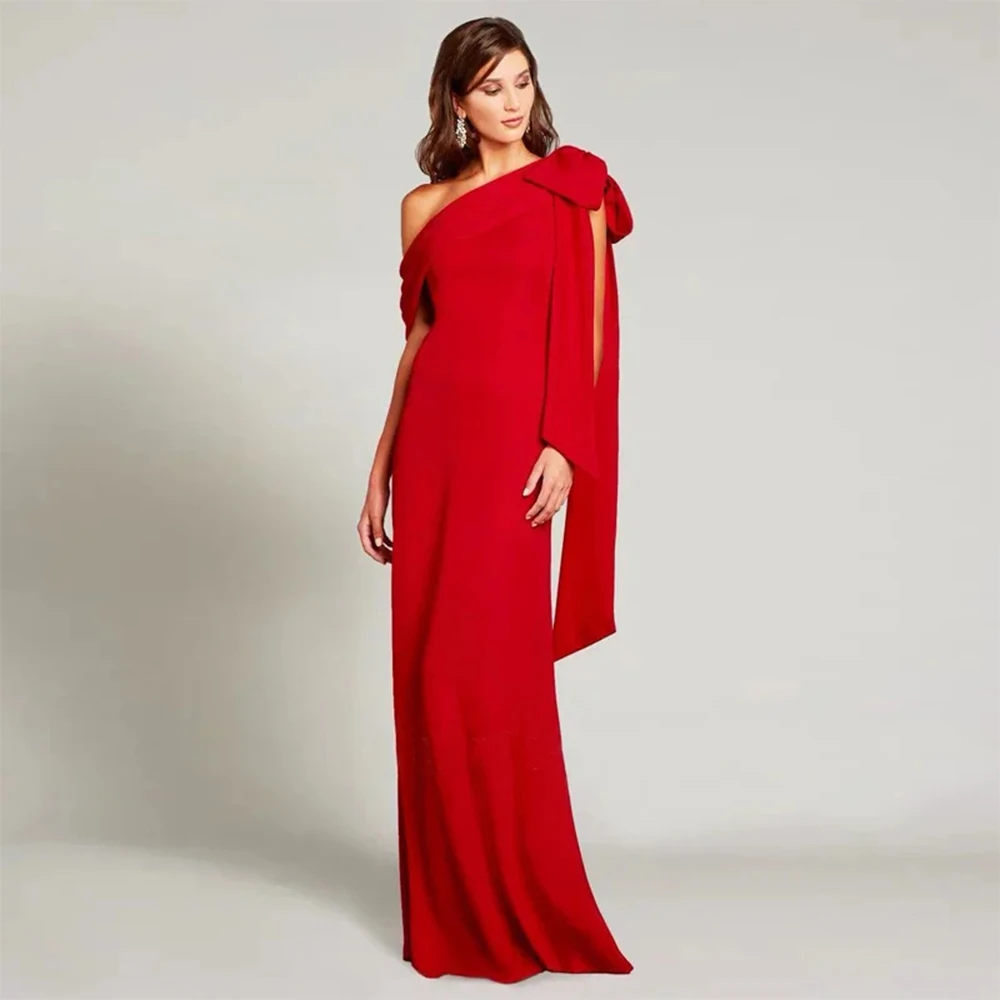 Elegant Women's Evening Dress One Shoulder Trumpet/Mermaid Red Gowns Long Big Bow Sleeveless Simple Wedding Party
Elegant Women's Evening Dress One Shoulder Trumpet/Mermaid Red Gowns Long Big Bow Sleeveless Simple Wedding Party