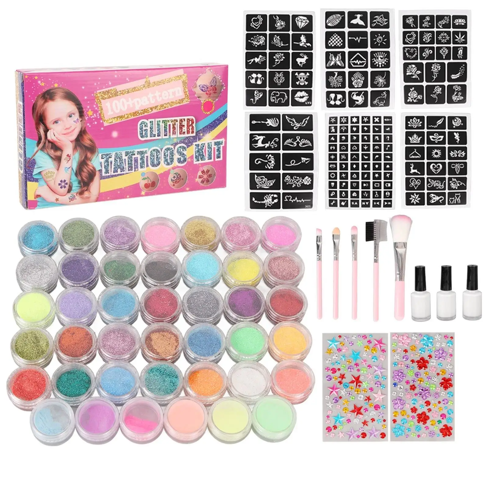 Colorful Temporary Tattoo Glitter Kit 35 Colors 30ml Waterproof Glue Long Lasting Body Art Supplies for Creative Make Up
Colorful Temporary Tattoo Glitter Kit 35 Colors 30ml Waterproof Glue Long Lasting Body Art Supplies for Creative Make Up