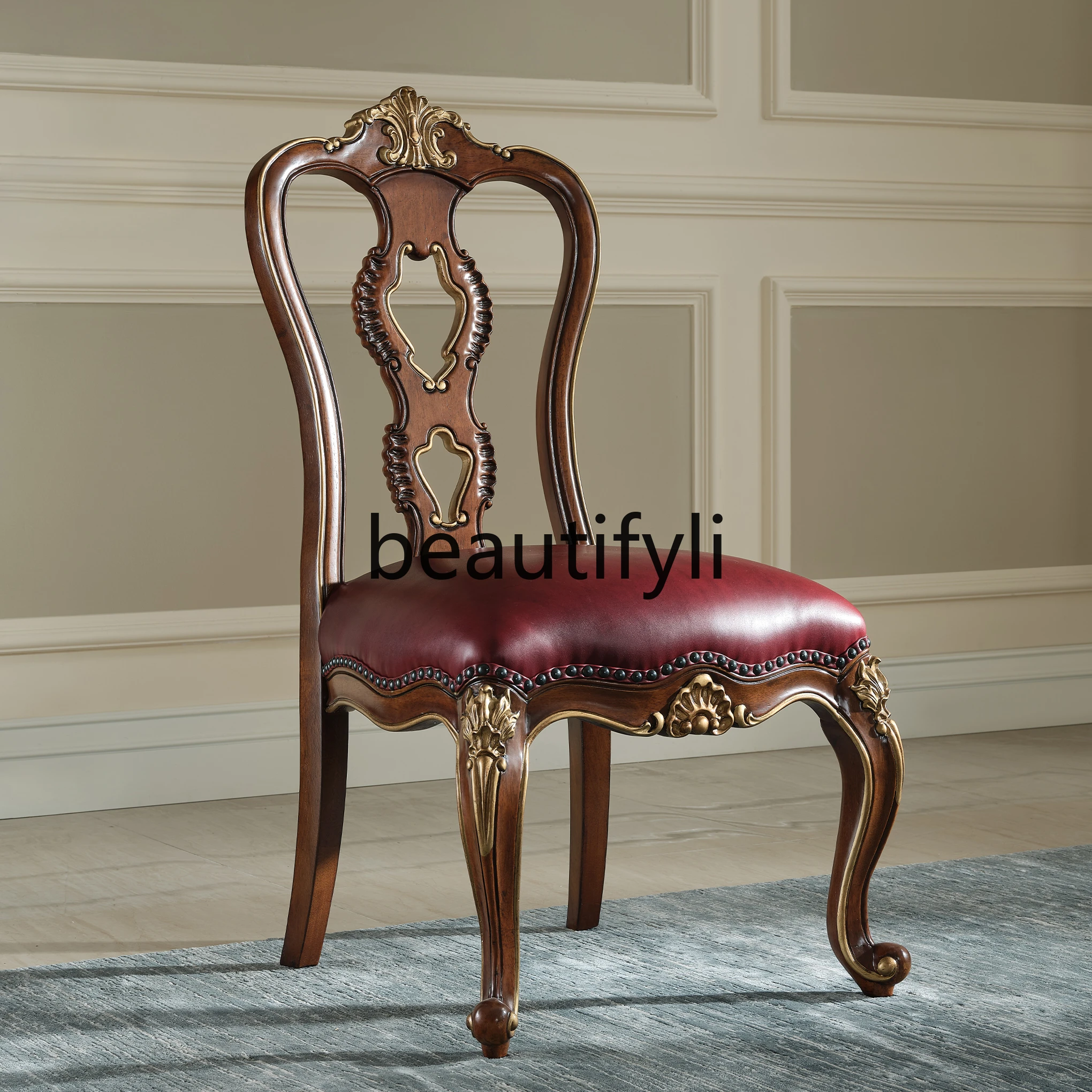 Retro American light luxury solid wood dining chair
Retro American light luxury solid wood dining chair