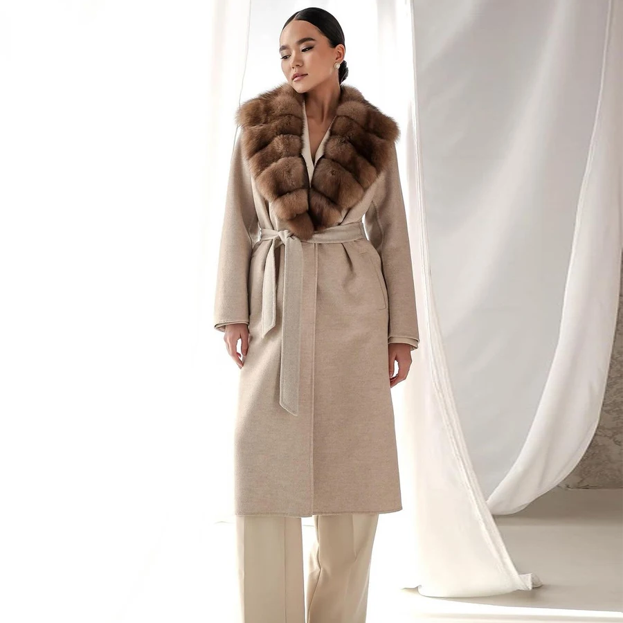 Real Cashmere Wool Coat Women Natural Fox Fur Collar Best Selling Long Jacket 2024 Fashion New Genuine Fur Coats
Real Cashmere Wool Coat Women Natural Fox Fur Collar Best Selling Long Jacket 2024 Fashion New Genuine Fur Coats
