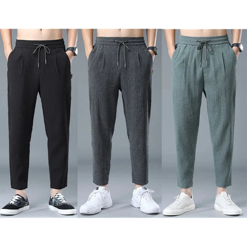 Men's Ice Silk Trousers Summer Comfort Loose Casual Sweatpants Solid Color Harem Pants High Street Big Size Quick Drying Pants
Men's Ice Silk Trousers Summer Comfort Loose Casual Sweatpants Solid Color Harem Pants High Street Big Size Quick Drying Pants
