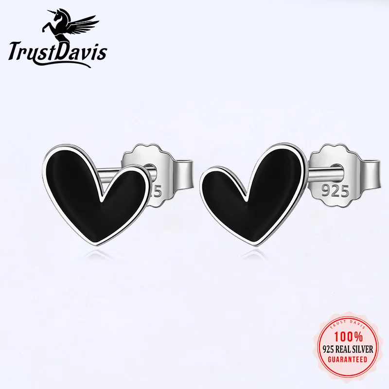 TrustDavis Real 925 Sterling Silver Kids Earring Sweet Black Heart Stud Earrings For Daughter Girls Fine Jewelry Gift DS3199
TrustDavis Real 925 Sterling Silver Kids Earring Sweet Black Heart Stud Earrings For Daughter Girls Fine Jewelry Gift DS3199