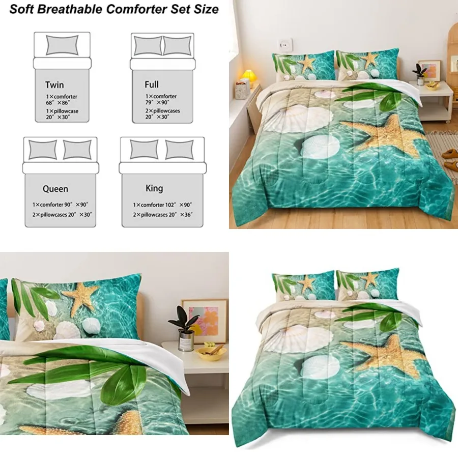 Ocean Comforter Set Beach Bedding Size Starfish Beach Coastal Bedding for Boys Girls Blue Bedroom Decor Ocean Themed All Season
Ocean Comforter Set Beach Bedding Size Starfish Beach Coastal Bedding for Boys Girls Blue Bedroom Decor Ocean Themed All Season