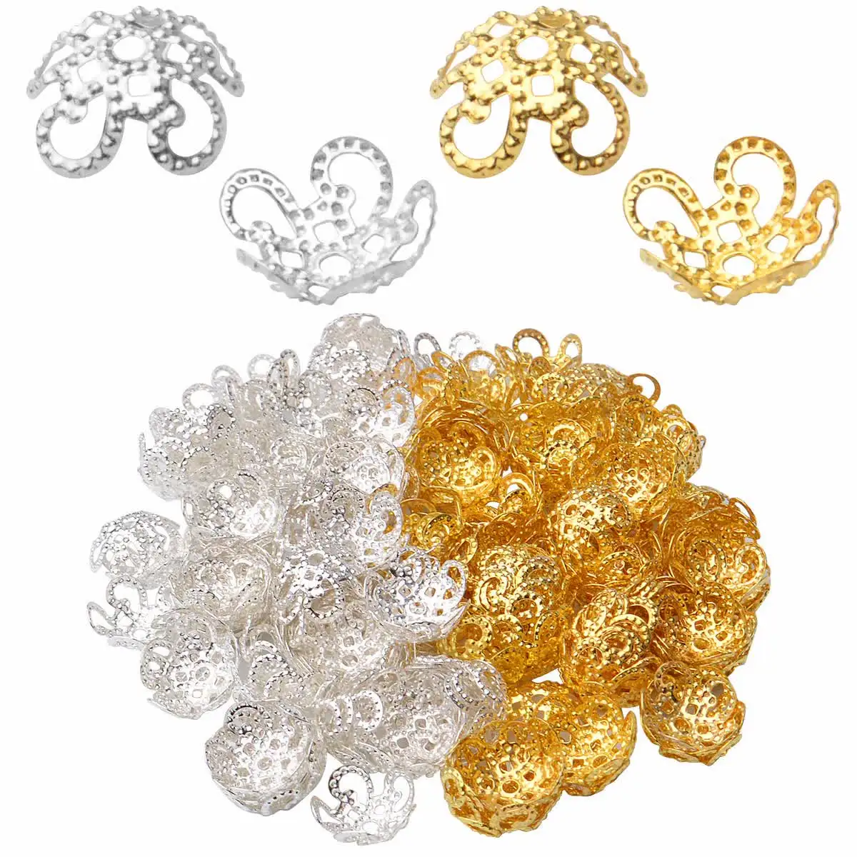 600pcs 9mm Hollow Flower Golden Silver Color Iron Metal Filigree Bead Caps For Jewelry Bracelets Necklace Making DIY Accessories
600pcs 9mm Hollow Flower Golden Silver Color Iron Metal Filigree Bead Caps For Jewelry Bracelets Necklace Making DIY Accessories