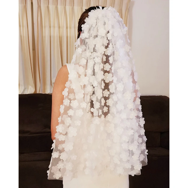 White 3D Flowers Bridal Veils With Comb Floral Wedding Accessories For Brides Long Cathedral Luxury Single Layer Secret Garden
White 3D Flowers Bridal Veils With Comb Floral Wedding Accessories For Brides Long Cathedral Luxury Single Layer Secret Garden