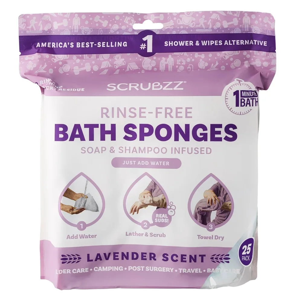 Disposable No Rinse Bathing Wipes - 25 Pack - All-in-1 Single Use Shower Wipes, Simply Dampen, Lather, and Dry Without Shampoo or Rinsing (Lavender, 1-Pack)
Disposable No Rinse Bathing Wipes - 25 Pack - All-in-1 Single Use Shower Wipes, Simply Dampen, Lather, and Dry Without Shampoo or Rinsing (Lavender, 1-Pack)