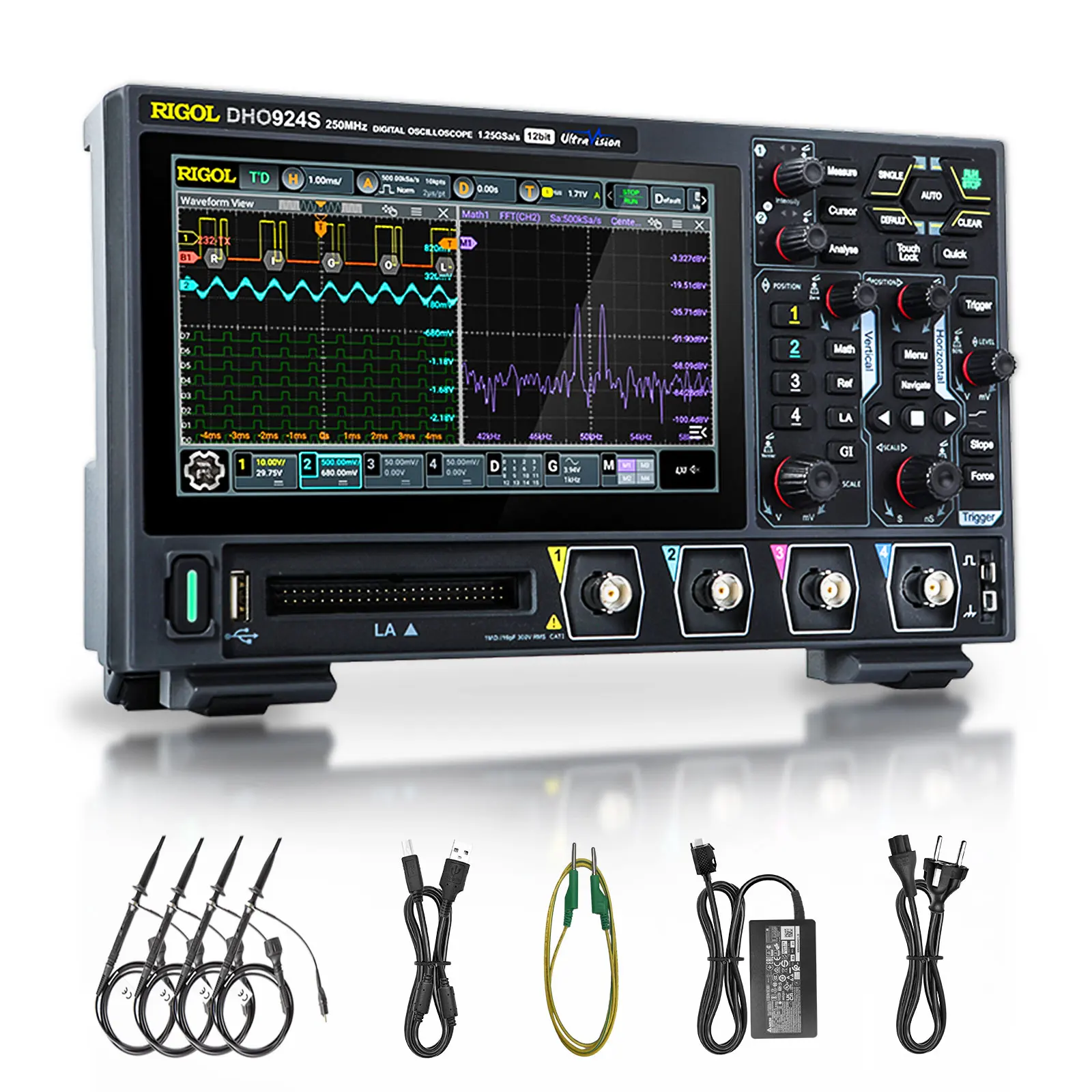 RIGOL DHO900 Series Digital Oscilloscopes Portable,125-250MHz,1.25G Sa/s, type-c Power Supply, DHO914/DHO914S/DHO924/DHO924S
RIGOL DHO900 Series Digital Oscilloscopes Portable,125-250MHz,1.25G Sa/s, type-c Power Supply, DHO914/DHO914S/DHO924/DHO924S