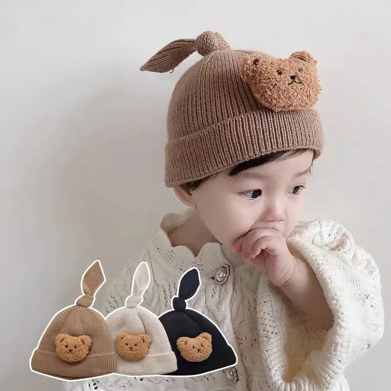 Korean Baby Autumn Winter Hat Cute Bear Knitted Warm Newborn Cap Infant Beanie Solid Color Baby Girl Boy Soft Crochet Hats
Korean Baby Autumn Winter Hat Cute Bear Knitted Warm Newborn Cap Infant Beanie Solid Color Baby Girl Boy Soft Crochet Hats
