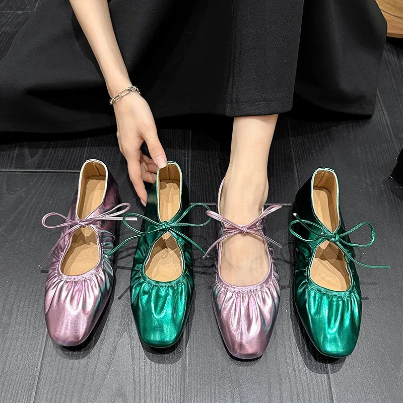 Fashion Ballet Flat Shoes Women's Square Head Shallow Mouth Single Shoes Light Casual Leather Shoe Lace-up Flats Mary Jane Flats
Fashion Ballet Flat Shoes Women's Square Head Shallow Mouth Single Shoes Light Casual Leather Shoe Lace-up Flats Mary Jane Flats