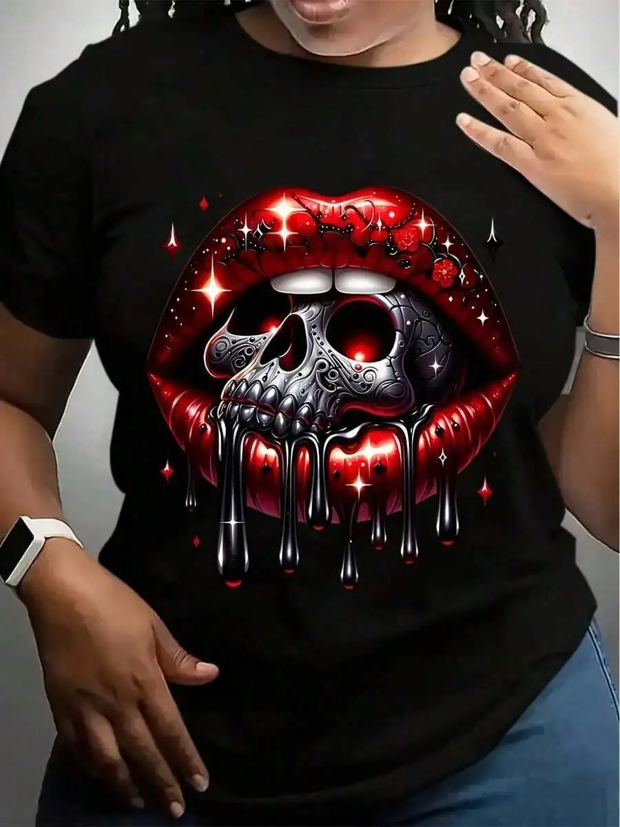 Plus Size Women Gothic Graphic T-Shirt Soft Cotton Round Neck Short Sleeve Black Casual Tee Spring Summer
Plus Size Women Gothic Graphic T-Shirt Soft Cotton Round Neck Short Sleeve Black Casual Tee Spring Summer