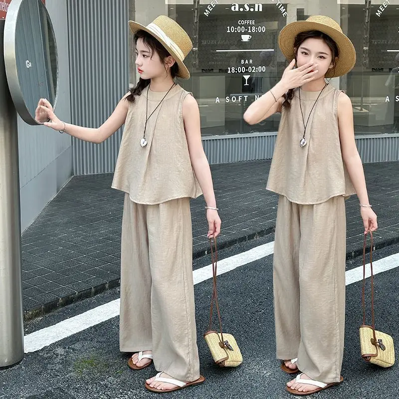 Girls Suits 2026 Summer Comfortable Sleeveless Outfits Vest + Wide Leg Pants 2Pcs Kids Set Casual Children Clothes Tracksuit 6T
Girls Suits 2026 Summer Comfortable Sleeveless Outfits Vest + Wide Leg Pants 2Pcs Kids Set Casual Children Clothes Tracksuit 6T