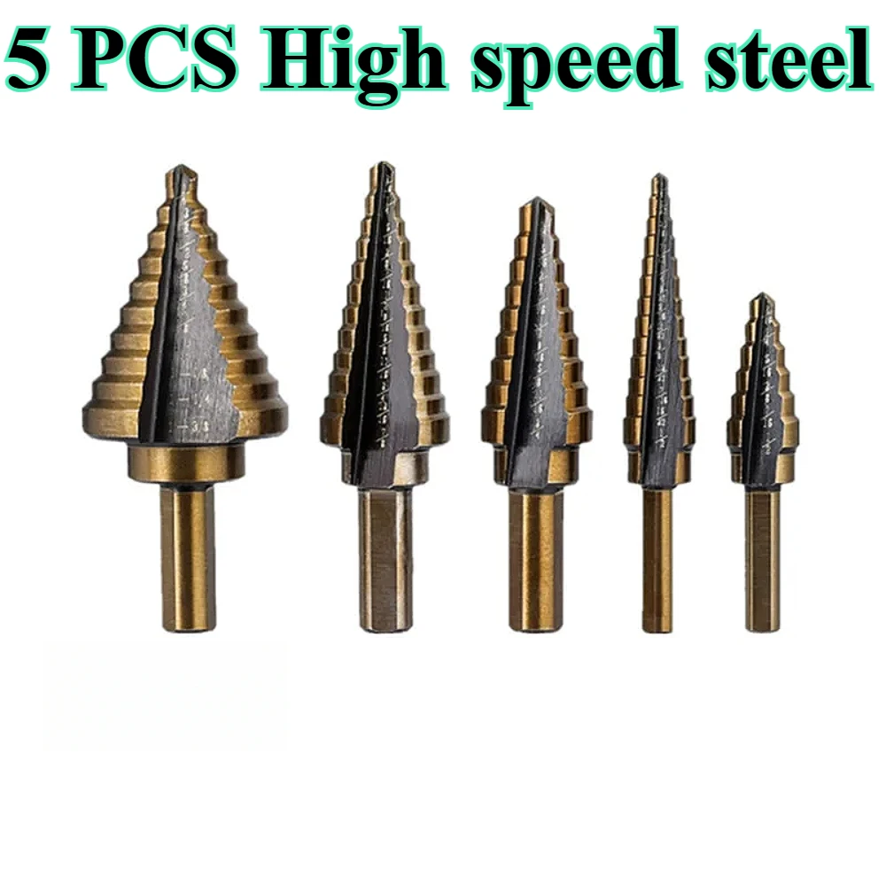 5pcs HSS 4241 Cobalt Step Drill Bit Set 50 Sizes, Cone Drill Bits for Metal lron Copper Aluminium Steel&Wood,Drilling Hole Tools
5pcs HSS 4241 Cobalt Step Drill Bit Set 50 Sizes, Cone Drill Bits for Metal lron Copper Aluminium Steel&Wood,Drilling Hole Tools