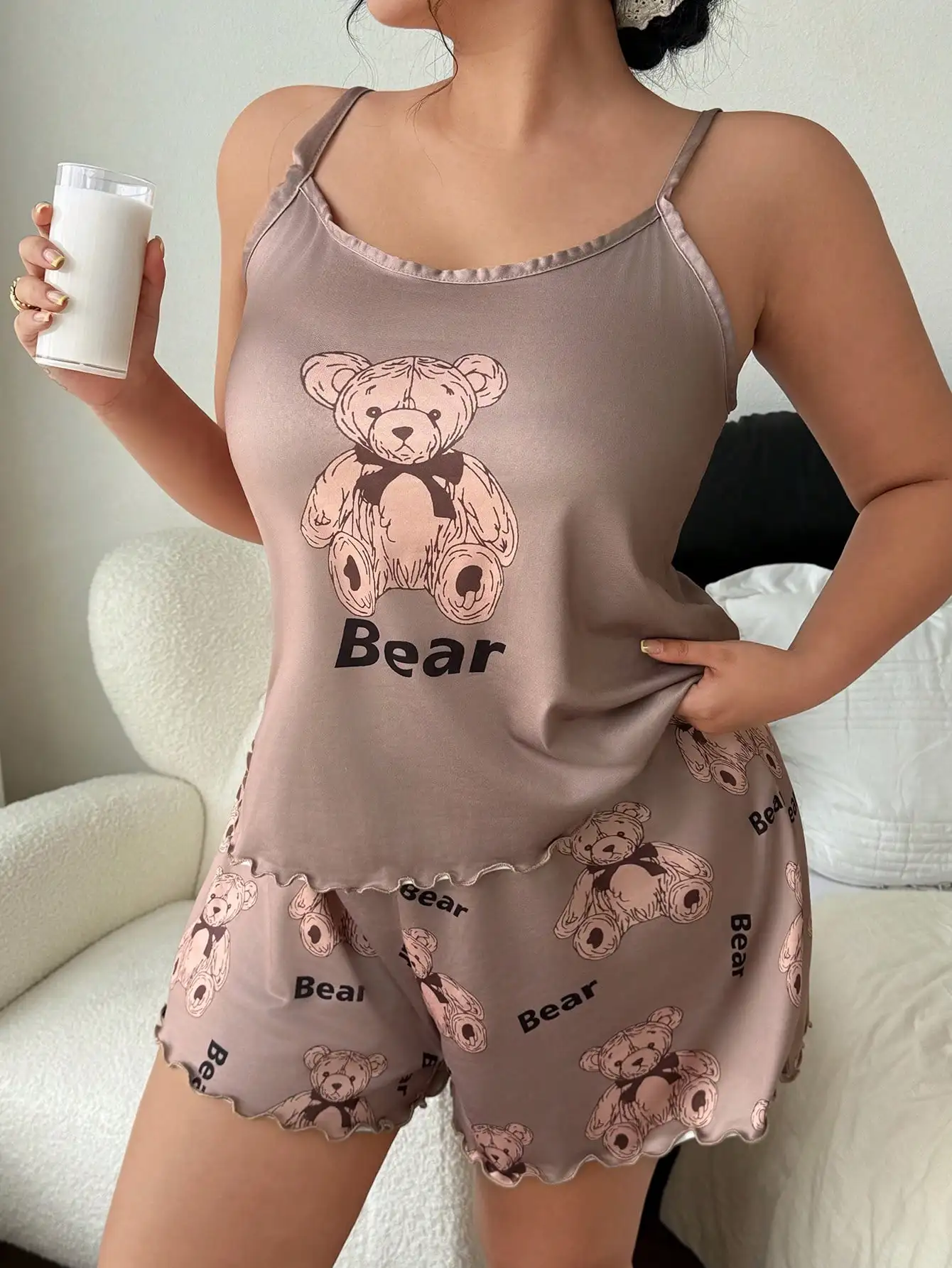 Plus Size Cute Animal Print Pajama Set - Camisole & Shorts with Scalloped Hem
Plus Size Cute Animal Print Pajama Set - Camisole & Shorts with Scalloped Hem