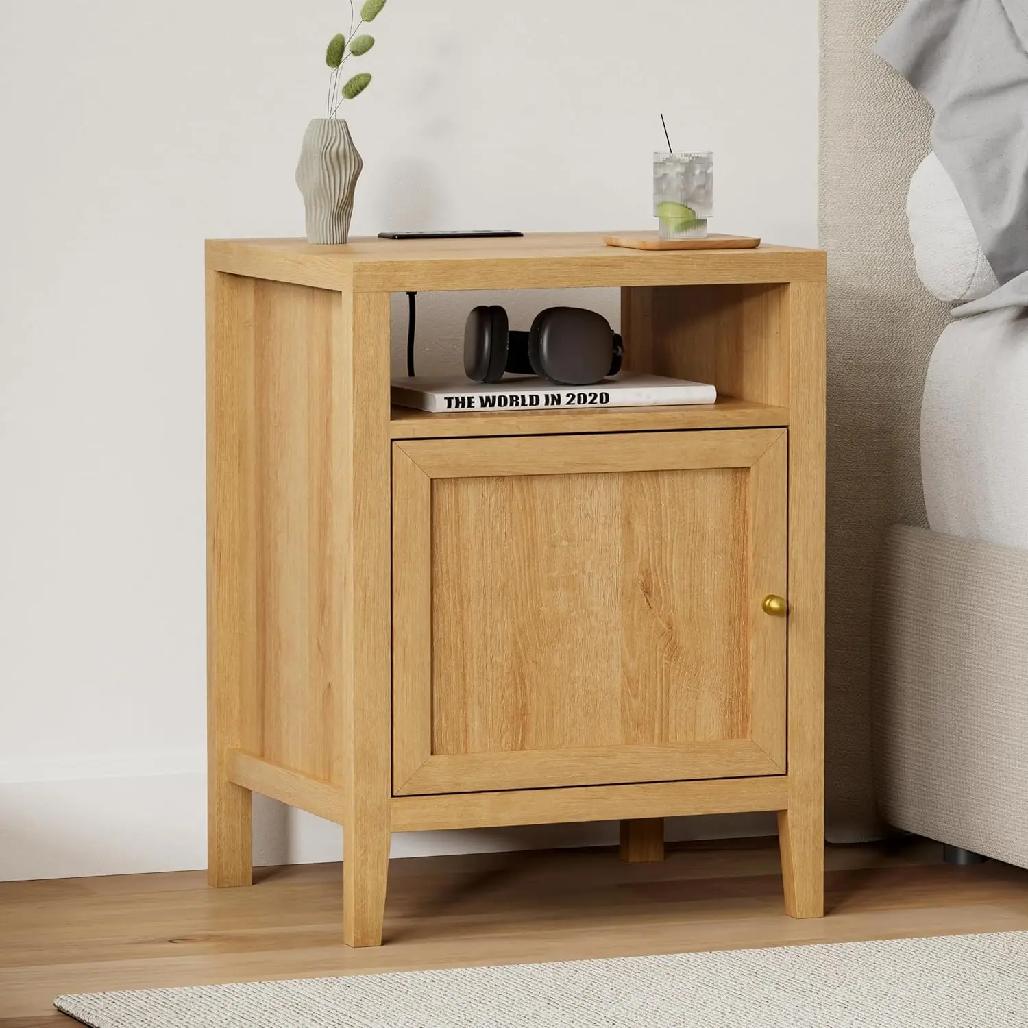 Farmhouse End Table with Door, Wood Storage Nightstand with Charging Station & Open Shelf, Bedside End Tables for Bedroom, Sofa,
Farmhouse End Table with Door, Wood Storage Nightstand with Charging Station & Open Shelf, Bedside End Tables for Bedroom, Sofa,