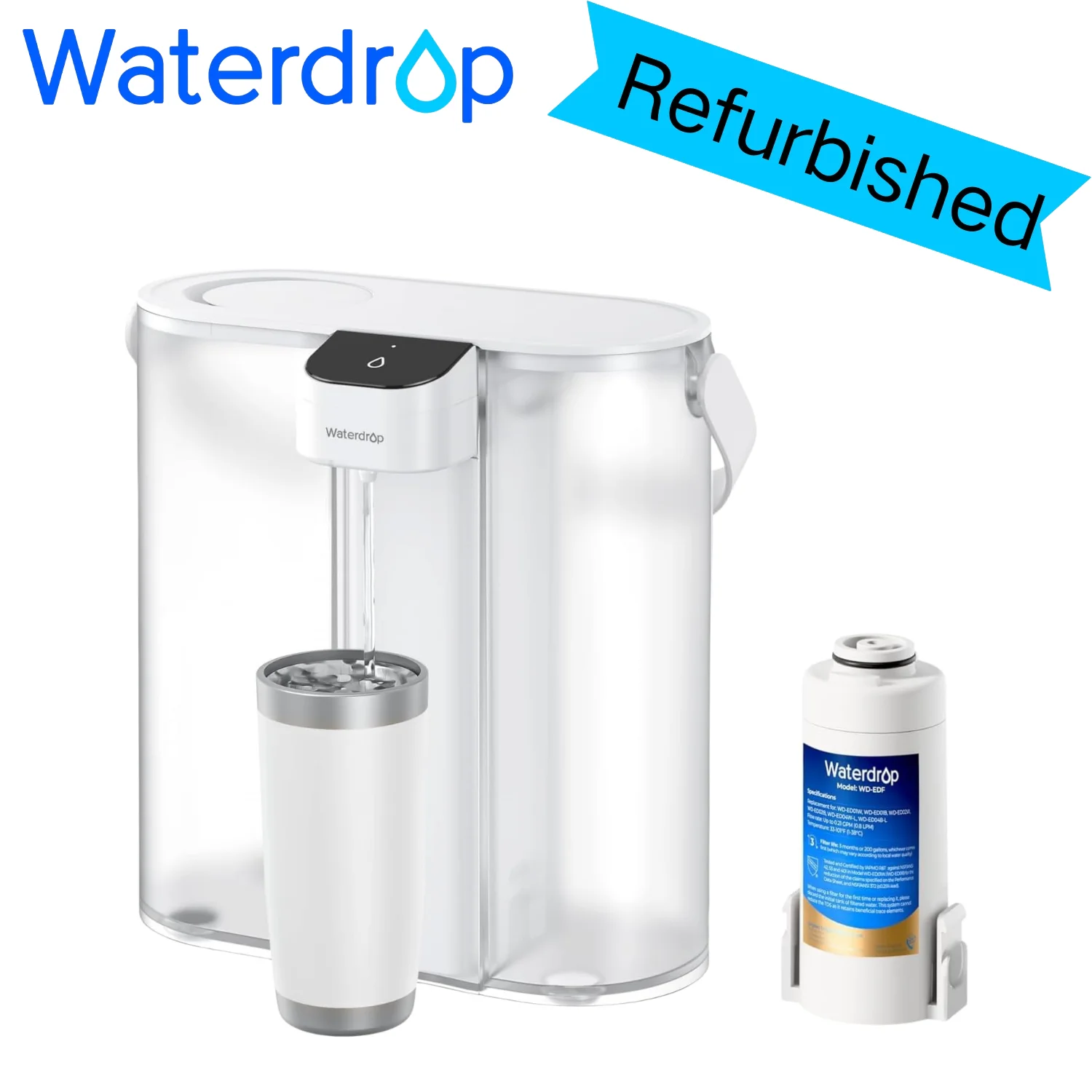 Waterdrop Compact Electric Water Filter Pitcher, 200-Gallon Rechargeable Instant Powerful Dispenser(Refurbished)
Waterdrop Compact Electric Water Filter Pitcher, 200-Gallon Rechargeable Instant Powerful Dispenser(Refurbished)