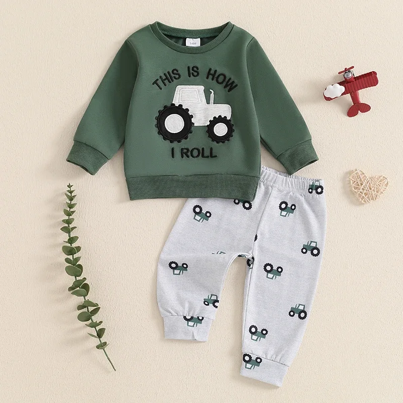 Cute Baby Boys Fall Clothes Sets Tractor Print Long Sleeve Sweatshirt with Sweatpants Infant Toddler Tracksuits Set
Cute Baby Boys Fall Clothes Sets Tractor Print Long Sleeve Sweatshirt with Sweatpants Infant Toddler Tracksuits Set