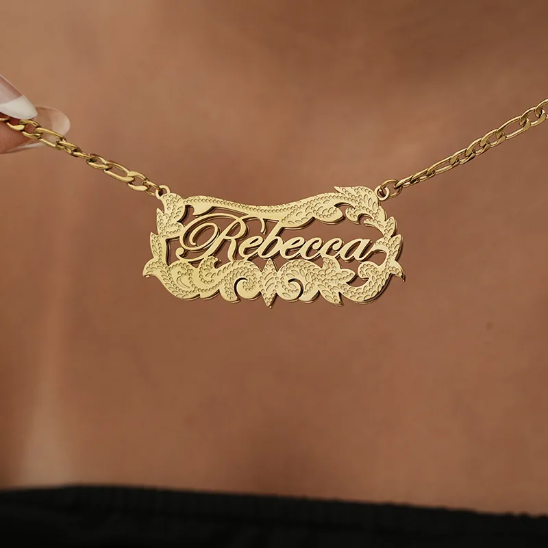 Custom Name Necklace For Women Stainless Steel Double-Layer lacework Nameplate Charm Pendant Collarbone Chain Party Jewelry Gift
Custom Name Necklace For Women Stainless Steel Double-Layer lacework Nameplate Charm Pendant Collarbone Chain Party Jewelry Gift