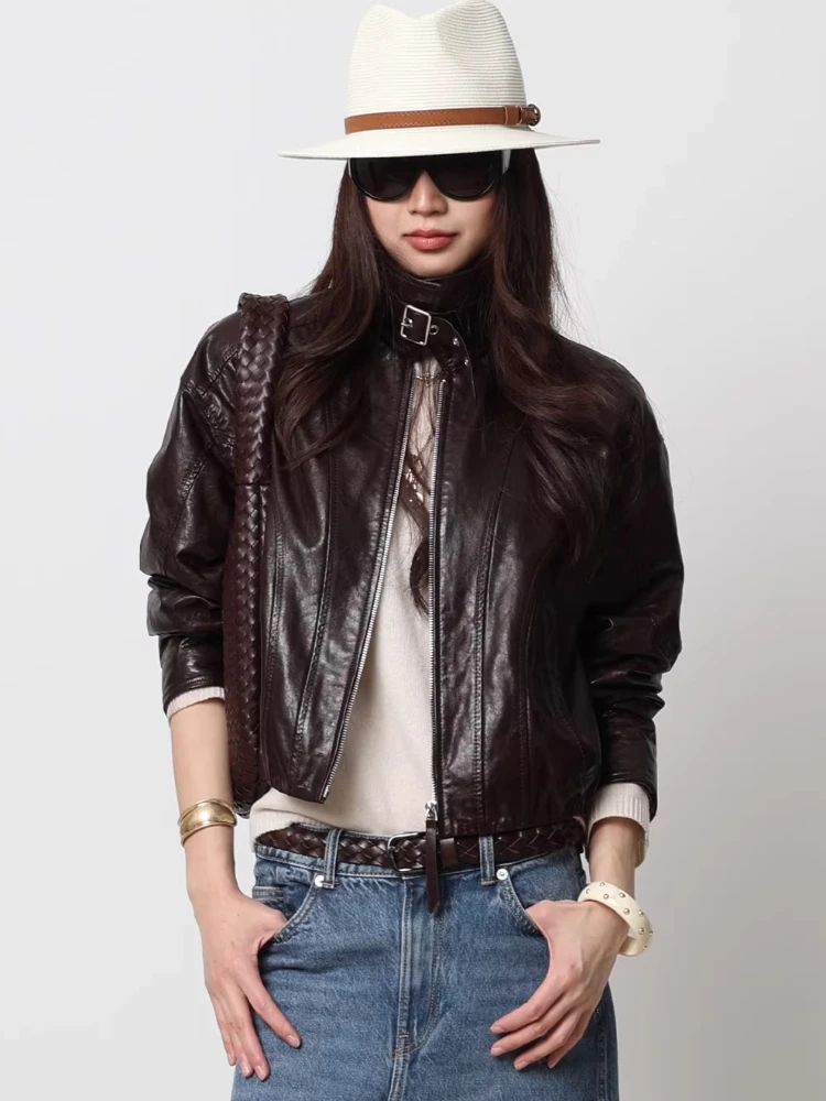 Casual Short Genuine Leather Locomotive Jackets for Women Spring Autumn High-end Simple Loose Soft Oil Wax Real Sheepskin Coat
Casual Short Genuine Leather Locomotive Jackets for Women Spring Autumn High-end Simple Loose Soft Oil Wax Real Sheepskin Coat