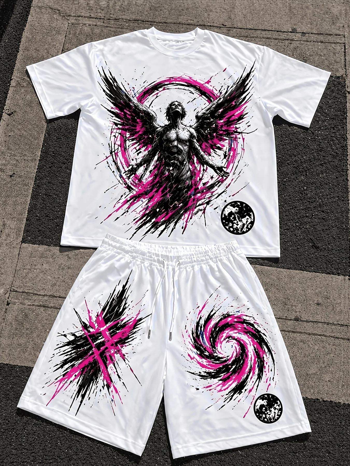2026 Retro Y2K Gothic Pink Ink Wing Figure Print Adult Men 2 Piece Tee Shorts Running Sports Casual Tracksuit Set
2026 Retro Y2K Gothic Pink Ink Wing Figure Print Adult Men 2 Piece Tee Shorts Running Sports Casual Tracksuit Set