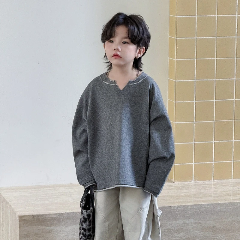 New Children's Stylish V-neck Cotton Solid Color Patch Design Long Sleeved Sweatshirt for Autumn 2025
New Children's Stylish V-neck Cotton Solid Color Patch Design Long Sleeved Sweatshirt for Autumn 2025