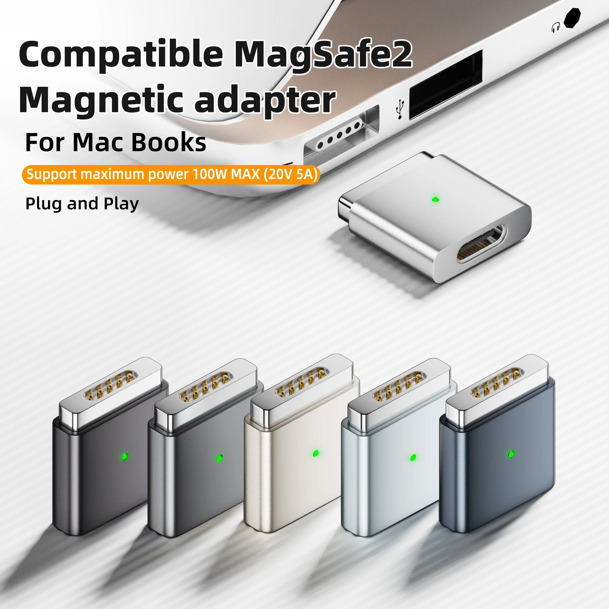 Совместимый магнитный зарядный адаптер MagSaf2, конвертер USB-C в Magsafe2 для MacBook Pro A1398/A1424/MC976/MD506/ME665/ME293/294
Совместимый магнитный зарядный адаптер MagSaf2, конвертер USB-C в Magsafe2 для MacBook Pro A1398/A1424/MC976/MD506/ME665/ME293/294