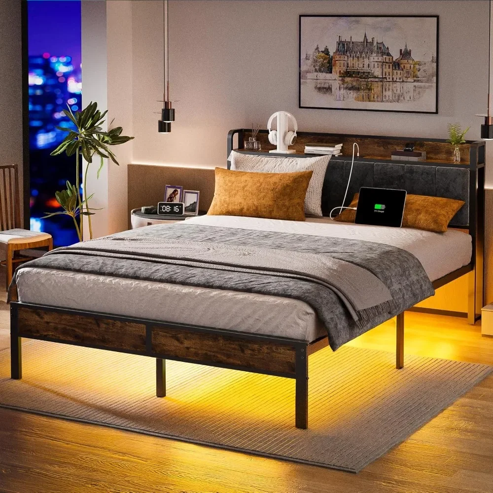 Queen Bed Frame with Headboard, Queen Size Metal Platform Bed with Smart LED Lights and USB Charging Station, Easy Assembly
Queen Bed Frame with Headboard, Queen Size Metal Platform Bed with Smart LED Lights and USB Charging Station, Easy Assembly