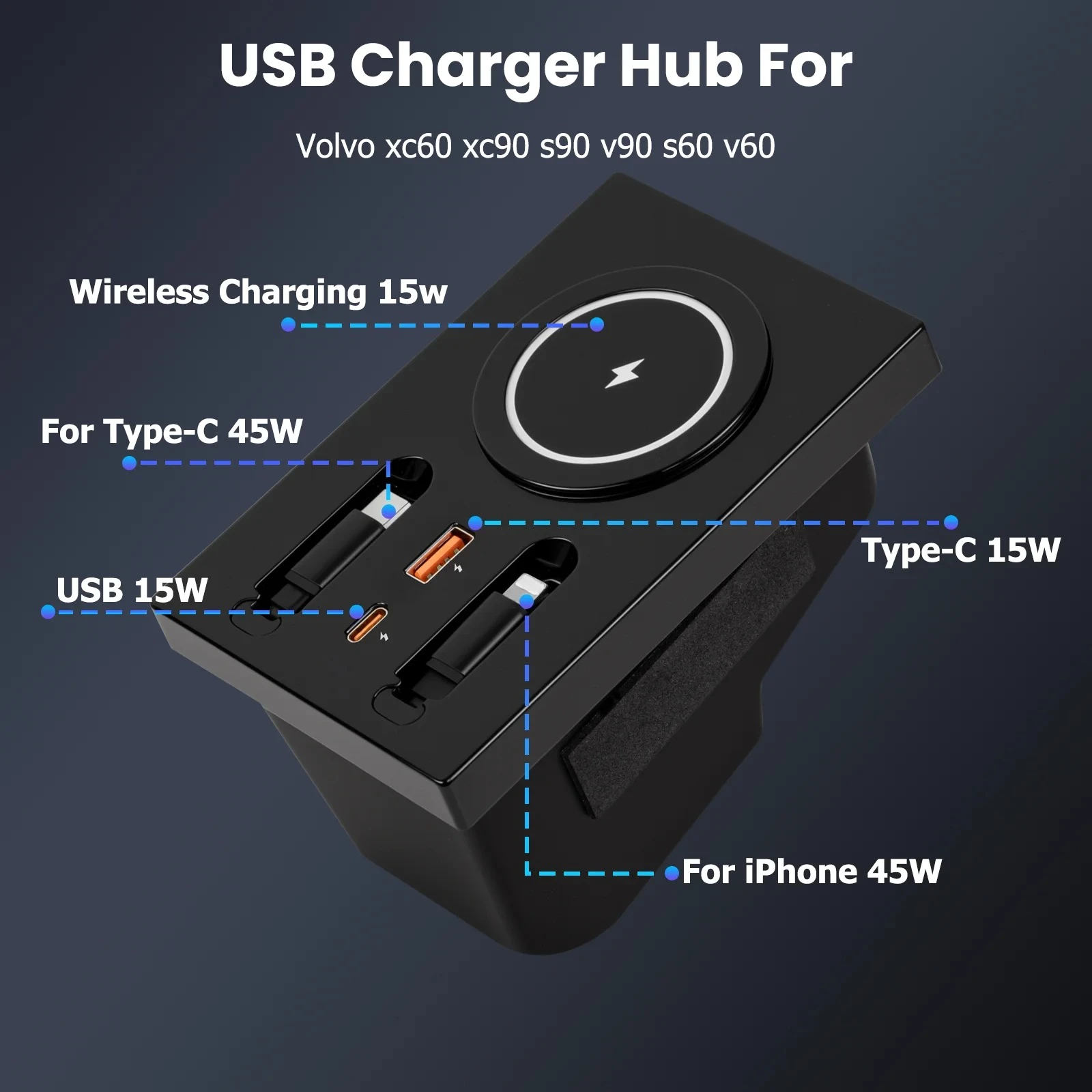 Fast-Charging Magnetic Adsorption Wireless Charging Holde Car Docking Station For Volvo XC60 XC90 S60 S90 V60 V90 not for 2026
Fast-Charging Magnetic Adsorption Wireless Charging Holde Car Docking Station For Volvo XC60 XC90 S60 S90 V60 V90 not for 2026
