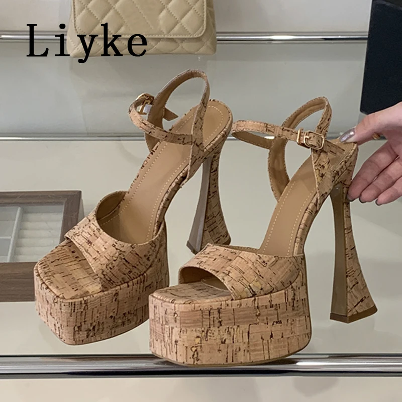 Liyke Summer Chunky Square Open Toe Platform Sandals Women Fashion Buckle Strap Wooden Thin High Heels Party Dress Shoes Size 40
Liyke Summer Chunky Square Open Toe Platform Sandals Women Fashion Buckle Strap Wooden Thin High Heels Party Dress Shoes Size 40