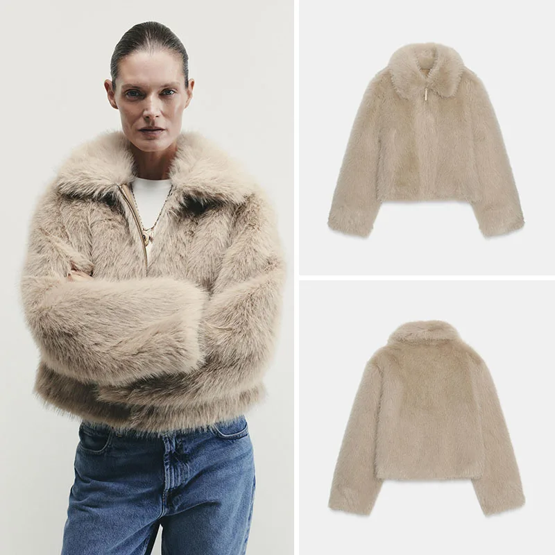 Warm Double-Sided Artificial Fur Effect Jacket New Autumn Women's Casual Style Standard Version Long Sleeve Flip Collar Coat
Warm Double-Sided Artificial Fur Effect Jacket New Autumn Women's Casual Style Standard Version Long Sleeve Flip Collar Coat