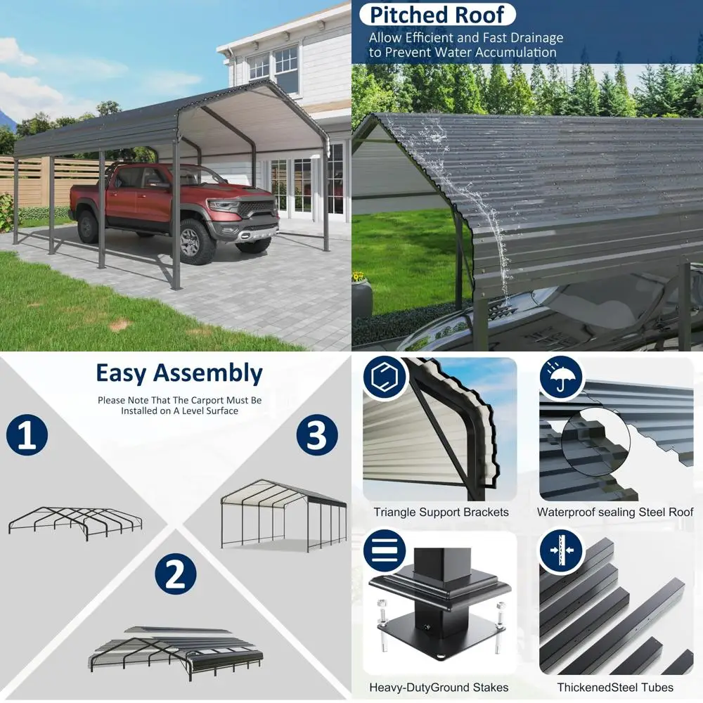 10x15 metal carport carports with enhanced base heavy duty garage outdoor galvanized car shelter for car, boats and truck
10x15 metal carport carports with enhanced base heavy duty garage outdoor galvanized car shelter for car, boats and truck