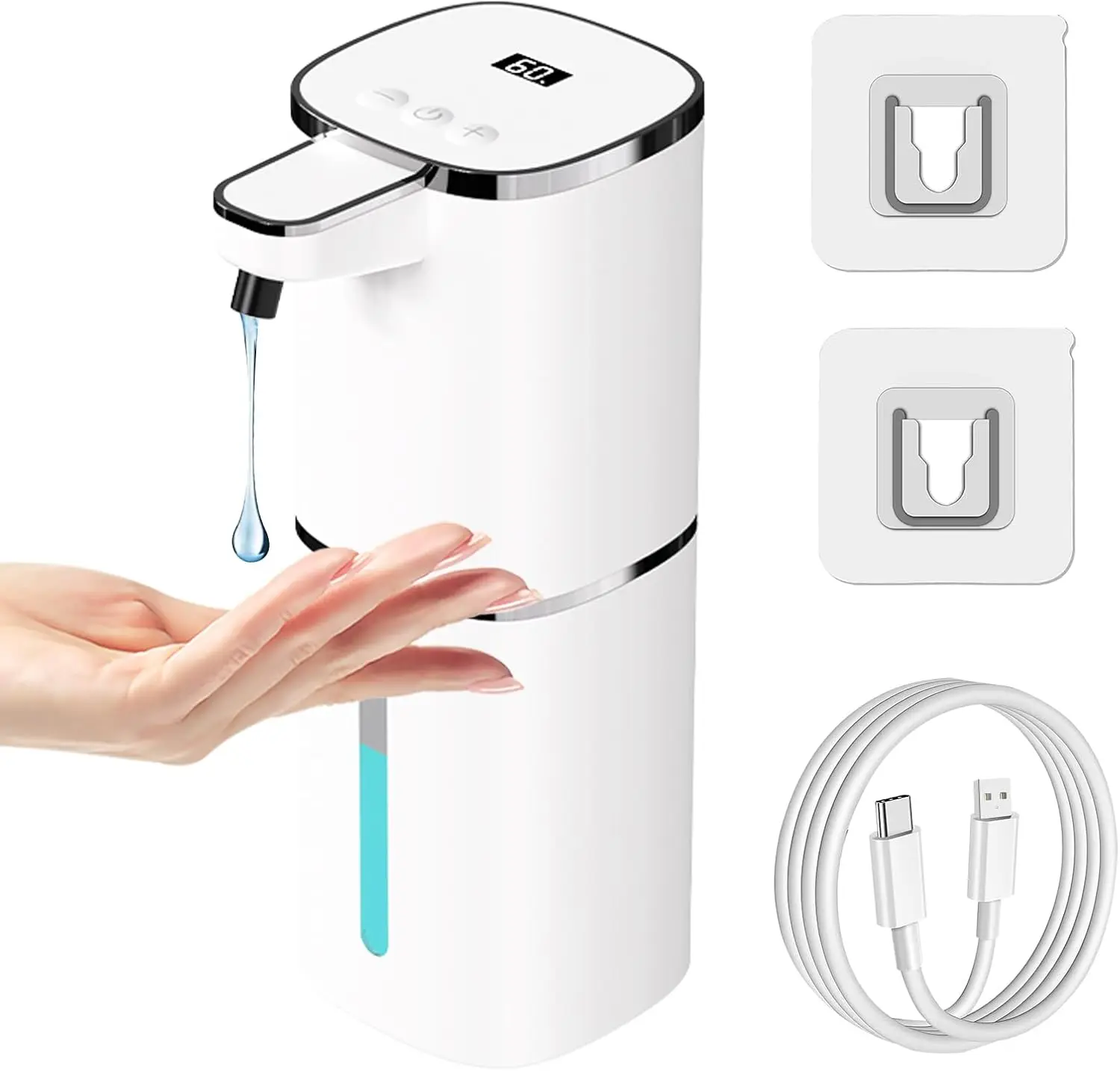 Touchless Soap Dispenser, USB Rechargeable, 9-Level Adjustable, Wall Mounted for Kitchen Bathroom
Touchless Soap Dispenser, USB Rechargeable, 9-Level Adjustable, Wall Mounted for Kitchen Bathroom