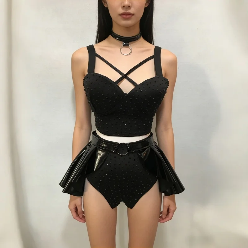 Women's Black Rhinestone Split Set Sexy Stage DJ Gogo Dancer Pole Dance Outfit Team Nightclub Bar Evening Performance Costume
Women's Black Rhinestone Split Set Sexy Stage DJ Gogo Dancer Pole Dance Outfit Team Nightclub Bar Evening Performance Costume