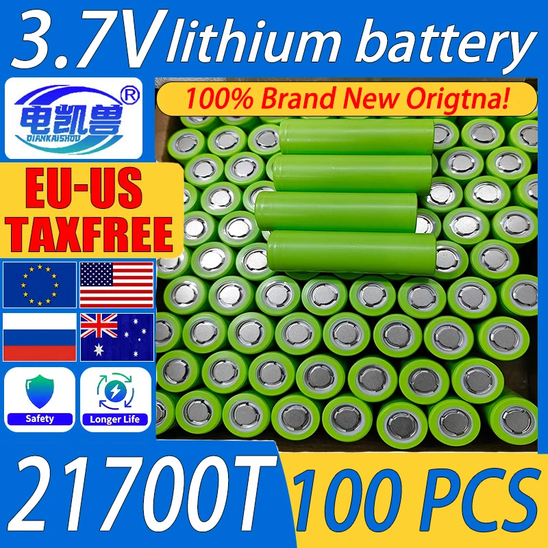 100PCS New 21700 Battery Rechargeable Battery 3.7V 5000mAh 40A Power Li-ion High Discharge Batteries for Electrical Tools no tax
100PCS New 21700 Battery Rechargeable Battery 3.7V 5000mAh 40A Power Li-ion High Discharge Batteries for Electrical Tools no tax