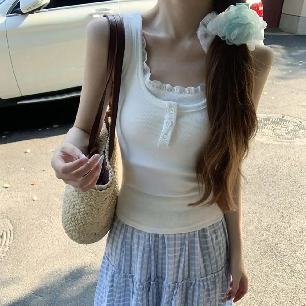 Ins Round Neck Slim Y2k Crop Top Lace Vest Summer Sleeveless Camisole Women Sweet Spicy Girl Fake Two Pieces Top Party
Ins Round Neck Slim Y2k Crop Top Lace Vest Summer Sleeveless Camisole Women Sweet Spicy Girl Fake Two Pieces Top Party