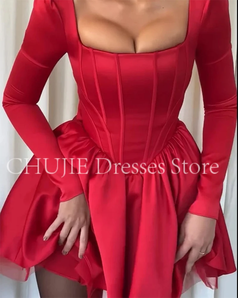 Satin Mini Prom Dresses Long Sleeves Graduation Dresses A Line Customized Formal Evening Party Gowns Birthday Dress For Women
Satin Mini Prom Dresses Long Sleeves Graduation Dresses A Line Customized Formal Evening Party Gowns Birthday Dress For Women