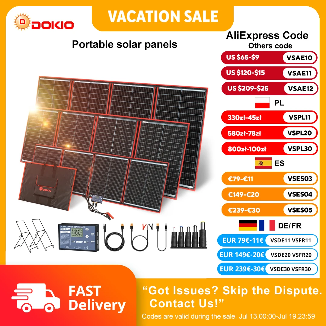 Dokio 100W/160W/200W/300W Portable Foldable Solar Panel with 12V Controller & Bracket - Family Camping Power | Local Shipping
Dokio 100W/160W/200W/300W Portable Foldable Solar Panel with 12V Controller & Bracket - Family Camping Power | Local Shipping