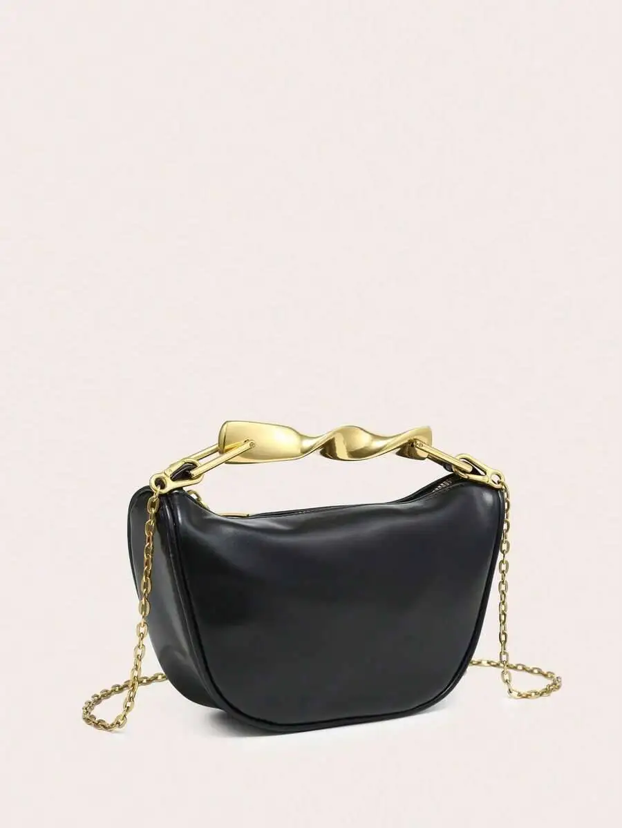 Women's Black PU Leather Handbag, Handle, Unique Design, Versatile & Fashionable, Retro Crossbody Bag With Metal Chain
Women's Black PU Leather Handbag, Handle, Unique Design, Versatile & Fashionable, Retro Crossbody Bag With Metal Chain