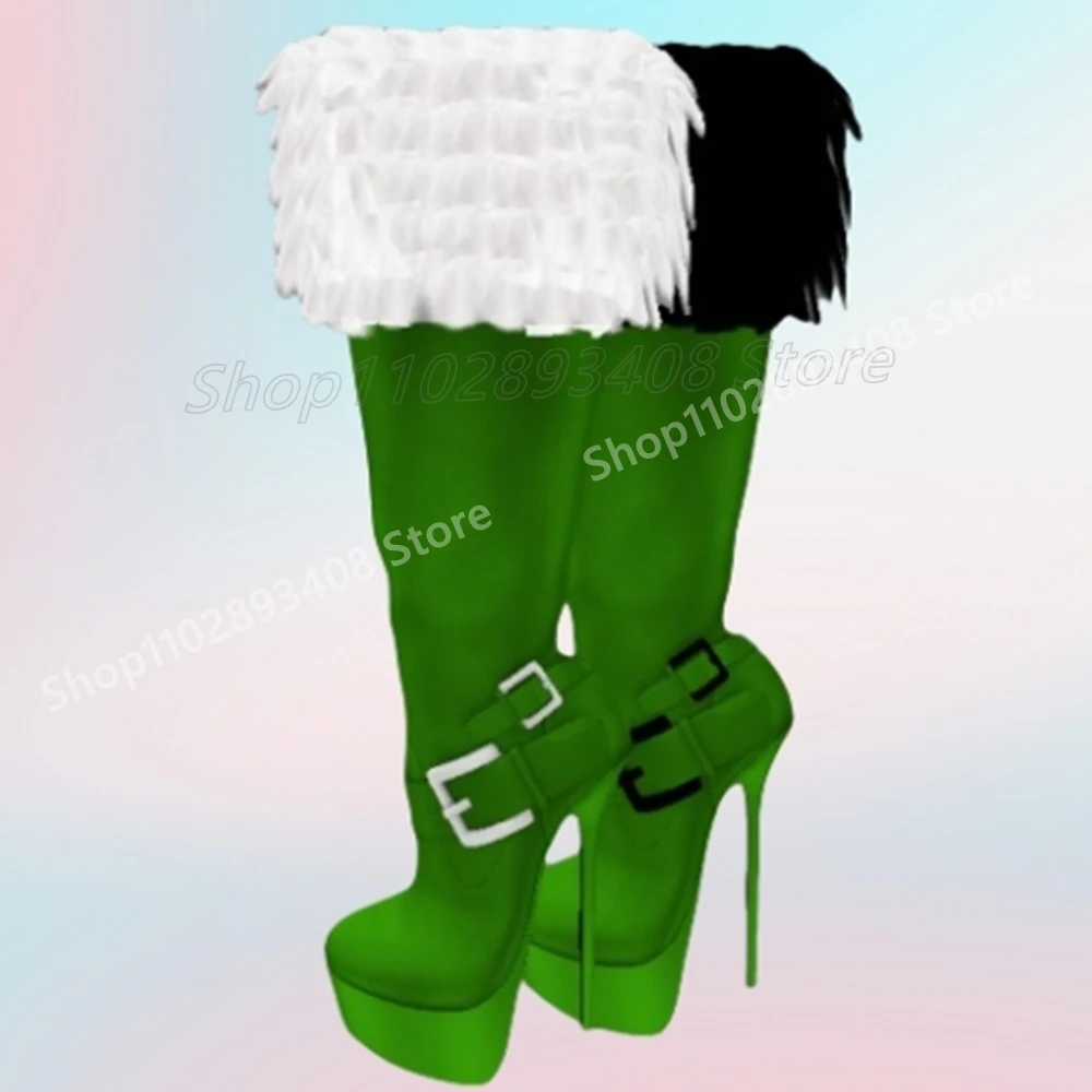 Green Fur Decor Mid Calf Boots Platform Ankle Buckle Fashion Stiletto High Heel Sexy Women Shoes 2025 Winter Party Para Mujere
Green Fur Decor Mid Calf Boots Platform Ankle Buckle Fashion Stiletto High Heel Sexy Women Shoes 2025 Winter Party Para Mujere