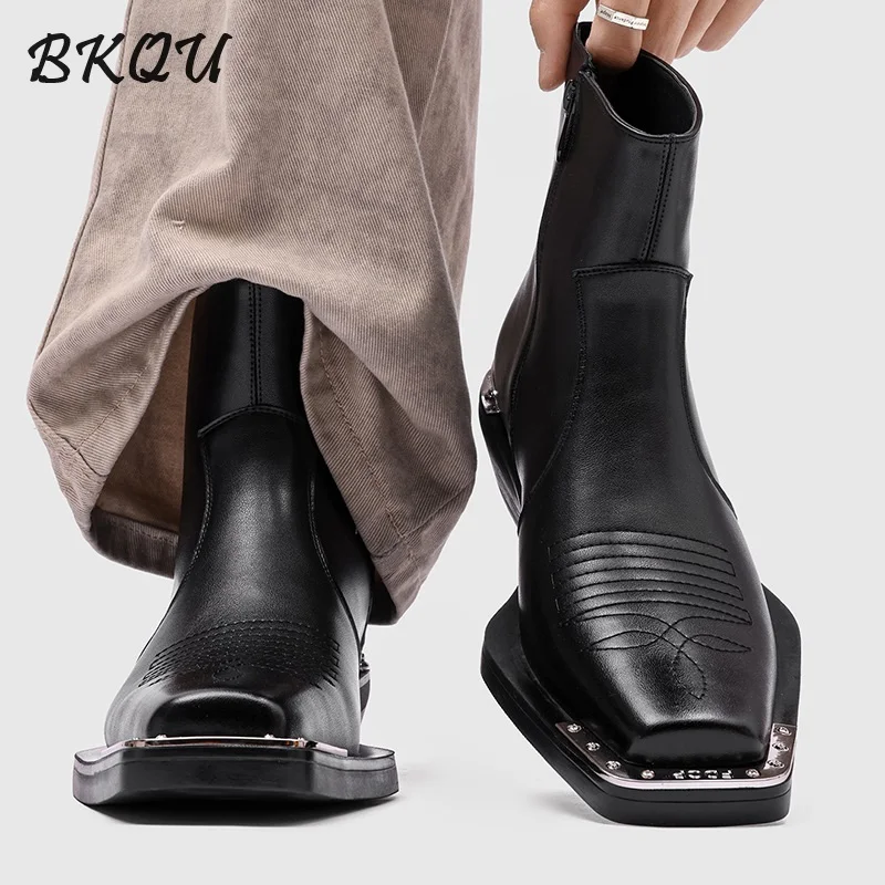 BKQU Limited-edition Pointed-toe Iron-head Chelsea Boots for Men Mid-calf Height High Heel Side Zipper Autumn 2025 Collection
BKQU Limited-edition Pointed-toe Iron-head Chelsea Boots for Men Mid-calf Height High Heel Side Zipper Autumn 2025 Collection