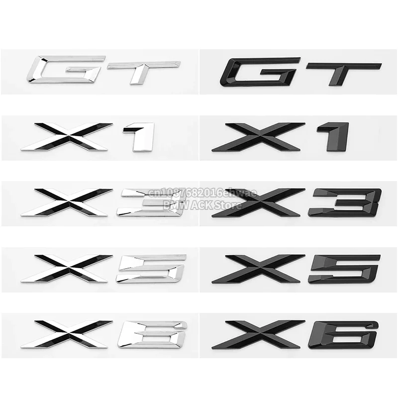 Old GT X1 X3 X5 X6 ABS Original Car Emblem for BMW E84 E83 F25 E53 E70 E71 E72 Car Trunk Letter Badge Chrome Glossy Black
Old GT X1 X3 X5 X6 ABS Original Car Emblem for BMW E84 E83 F25 E53 E70 E71 E72 Car Trunk Letter Badge Chrome Glossy Black