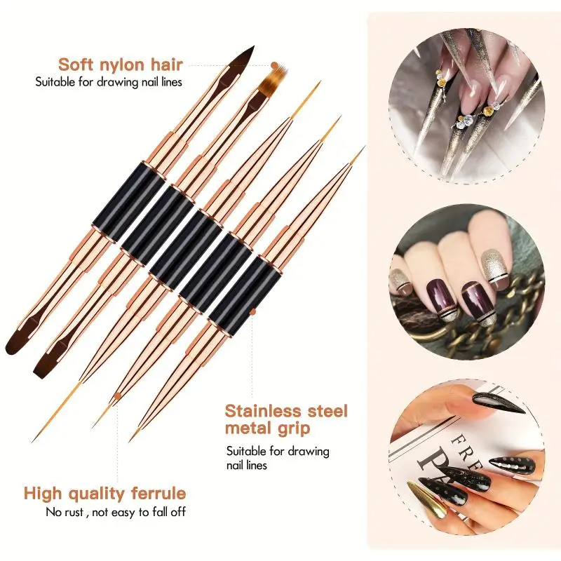5 Pcs Nail Art Brushes Liner Detail Thin Brushes Double-Ended Nail Drawing Pen 3D Nail Art Decorations At Home DIY Manic
5 Pcs Nail Art Brushes Liner Detail Thin Brushes Double-Ended Nail Drawing Pen 3D Nail Art Decorations At Home DIY Manic