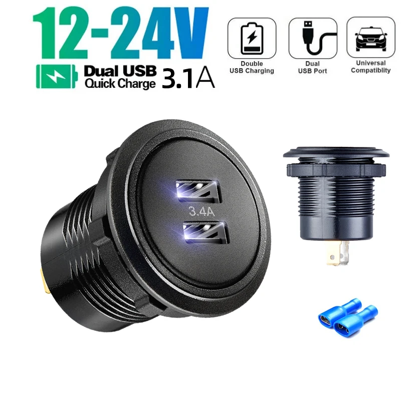 12v built-in usb car socket Dual USB Car Charger outlet adapter charging adapter for 12v 24V Motorcycle Boat Marine
12v built-in usb car socket Dual USB Car Charger outlet adapter charging adapter for 12v 24V Motorcycle Boat Marine