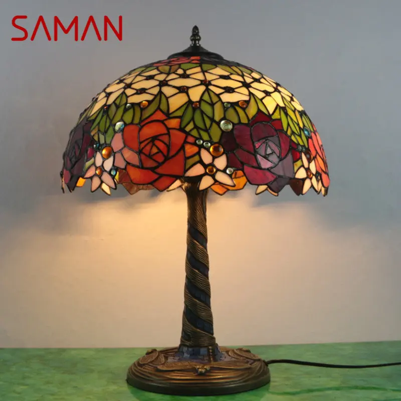 SAMAN Tiffany Glass Table Lamp LED Creative Retro Flowers Desk Light Fashion Decor For Home Living Room Bedroom Bedside
SAMAN Tiffany Glass Table Lamp LED Creative Retro Flowers Desk Light Fashion Decor For Home Living Room Bedroom Bedside